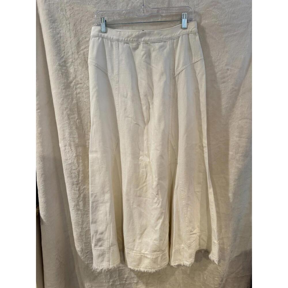 Madewell Fluted Midi Skirt in Tile White Rigid Women's Denim Size 29 NWT